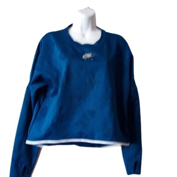 NIKE Blue V-Neck High Low Long Sleeve Shirt Size medium - Picture 2 of 8